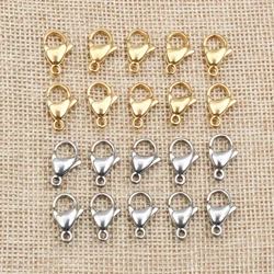 30pcs/lot 10*5mm 12*7mm Stainless Steel Gold Lobster Clasp Hooks for Necklace&Bracelet Chain DIY Fashion Jewelry Findings