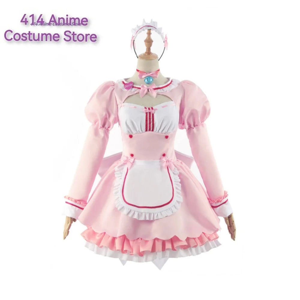 Chocola Nekopara Cosplay Spiel Kostüm Kleidung Perücke Vanille Anzug Katze Mädchen Dienst mädchen Kostüm Lolita Frauen Rock liebenswerte rosa blaue Farbe