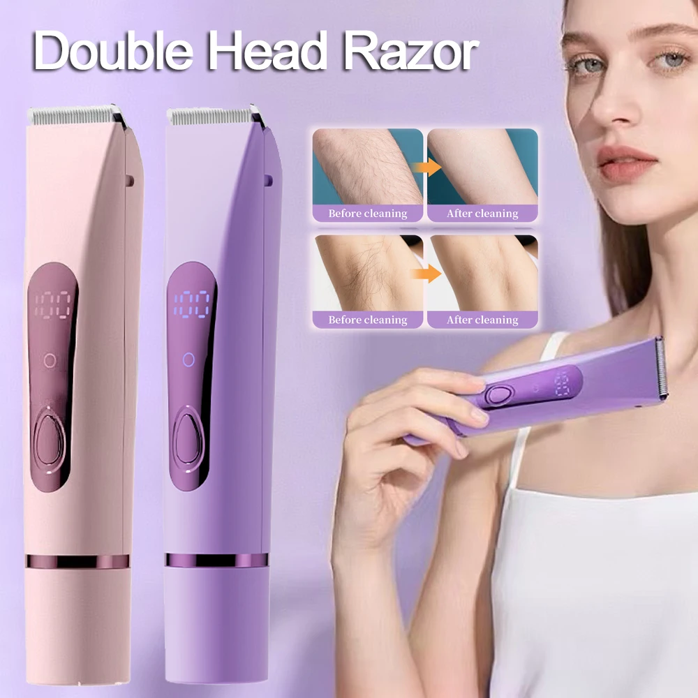 

Double-head hair removal device, women's private area bikini trimming electric hair removal device, suitable for eyebrows