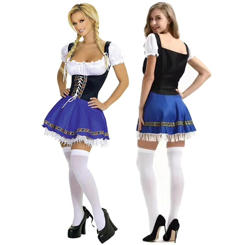 

Women's Munich Oktoberfest Costume Dirndl Dress Traditional German Bavarian Beer Girl Party Dresses