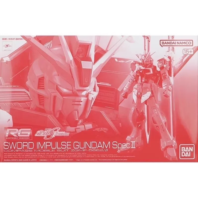 BANDAI figura de Anime genuina RG 1/144 espada IMPULSE GUNDAM Spec II figura de acción juguetes de modelos de ensamblaje adornos de modelos coleccionables