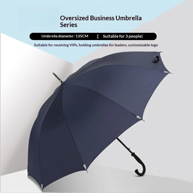 

Ветрозащитный большой дорожный зонт полуавтоматический усиленный на 3 человека с удлиненной ручкой, деловой мужской зонт от солнца с возможностью нанесения логотипа