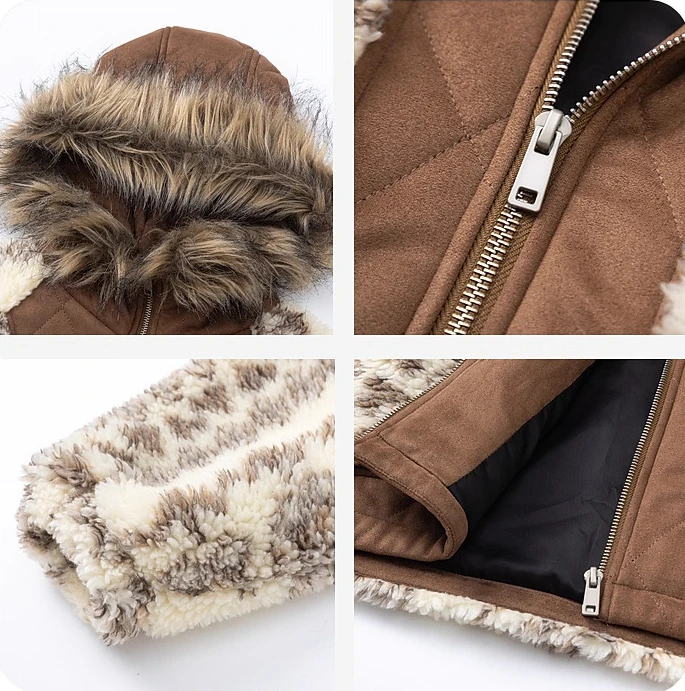 Men's 2025 Winter New Thickened Parkas American Style Retro Jackets Trendy Design Faux Fur Collar Splicing Zipper Hooded Parkas