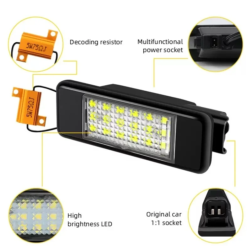 

For Mercedes Benz Sprinter 906 06+ Viano Vito W639 03-14 VW Crafter 06-16 Fiat Scudo 07+ 2xLED License Number Plate Light Lamps