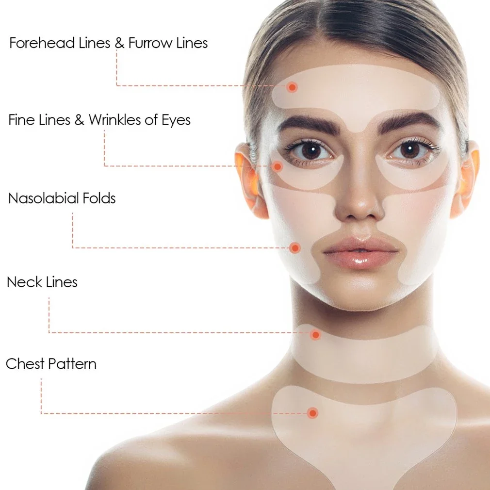قابلة لإعادة الاستخدام سيليكون المضادة للتجاعيد التصحيح للوجه الجبين الخد الذقن ملصق مكافحة الشيخوخة الجلد رفع بقع جهاز إزالة التجاعيد شرائط