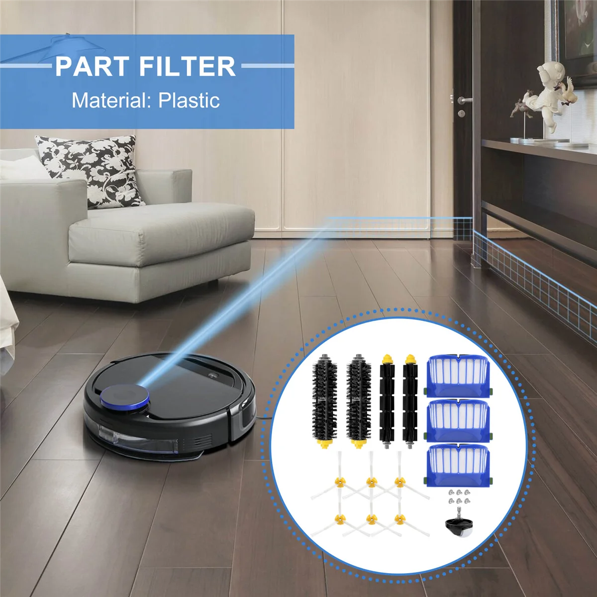 فلتر Hepa لرومبا ، أجزاء الفرشاة الجانبية الرئيسية ، 605 606 610 615 620 625 630 632 639 650 660 671 675 681 696