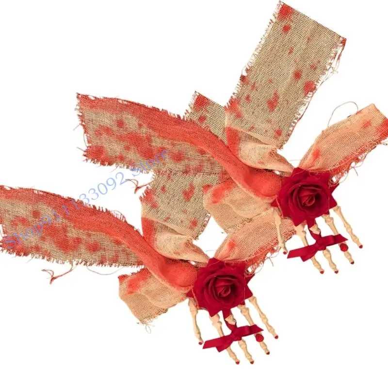 

H9ED Gothic Skull And Rose Hair Clip Lightweight Halloween Barrettes Plastic Hair Accessories For Women Girls Party Cosplay