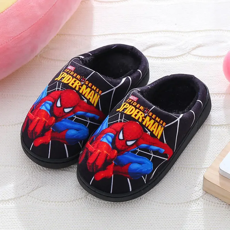 Disney Cartoon Printed Spider-man Cotton Slippers For Children\'s Shoes Fashion Style Warmth Winter Indoor Kids Boys Slipper