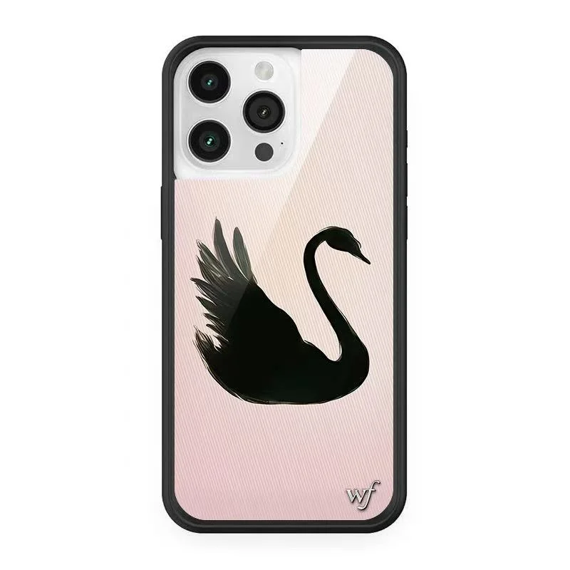 

Wildflower Black Swan Phone Case for iPhone 12 13 14 15 16 Pro Max Plus 16pro 15pro WF 3D Fashion Ballet girls Cover Funda