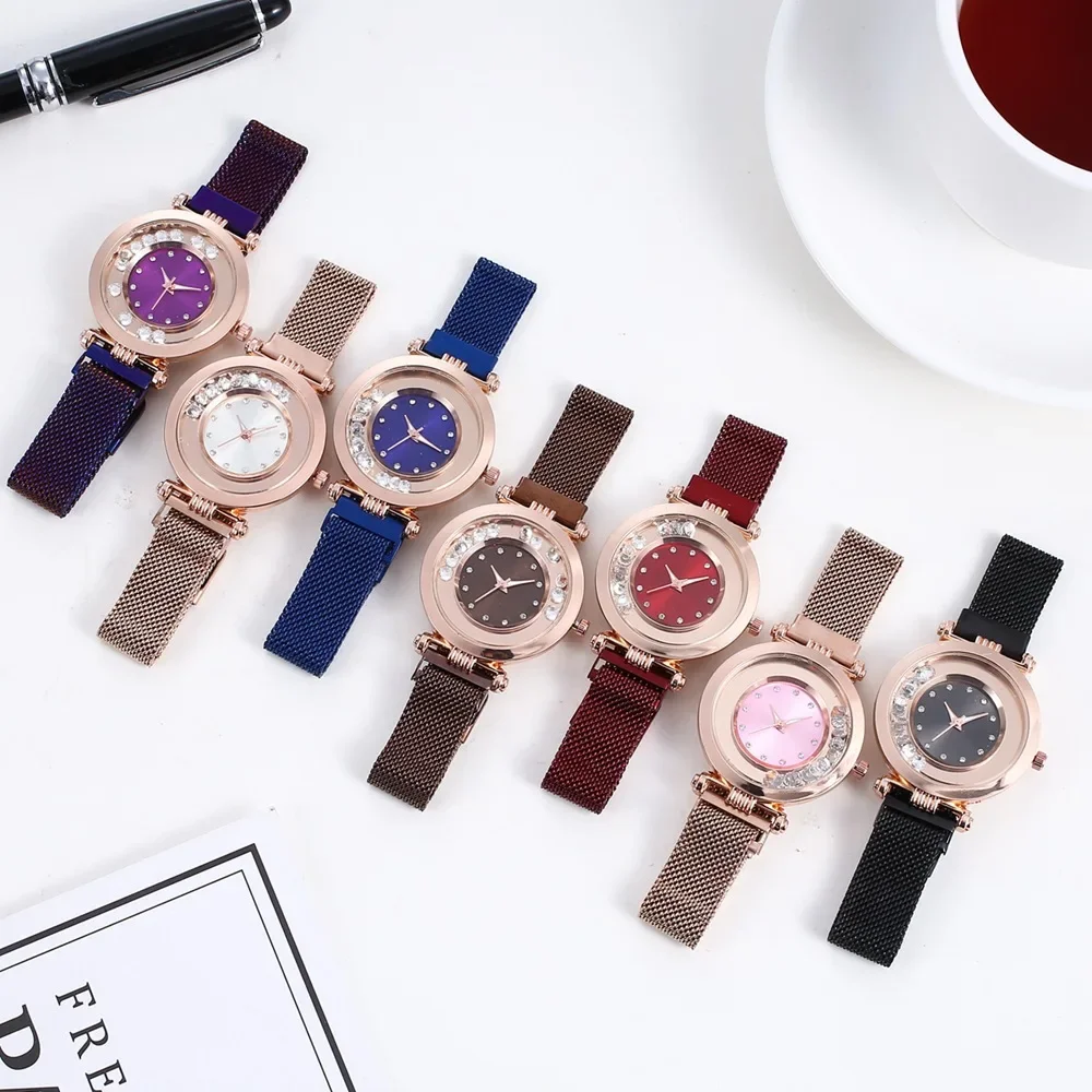 Fashion Luxury Watches for Women Stylish Elegant Strap Buckle Rhinestones Magnetite Magnet Ball Ladies Female Wrist Watch Clock