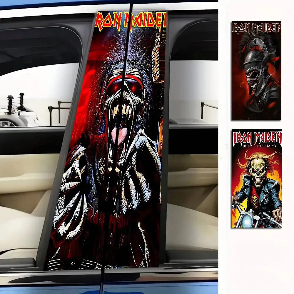 I-Iron Band M-Maiden 2 قطعة سيارة منتصف عمود ملصق الإبداعية B-عمود طبقة رقيقة واقية نمط سيارة ملصق #2