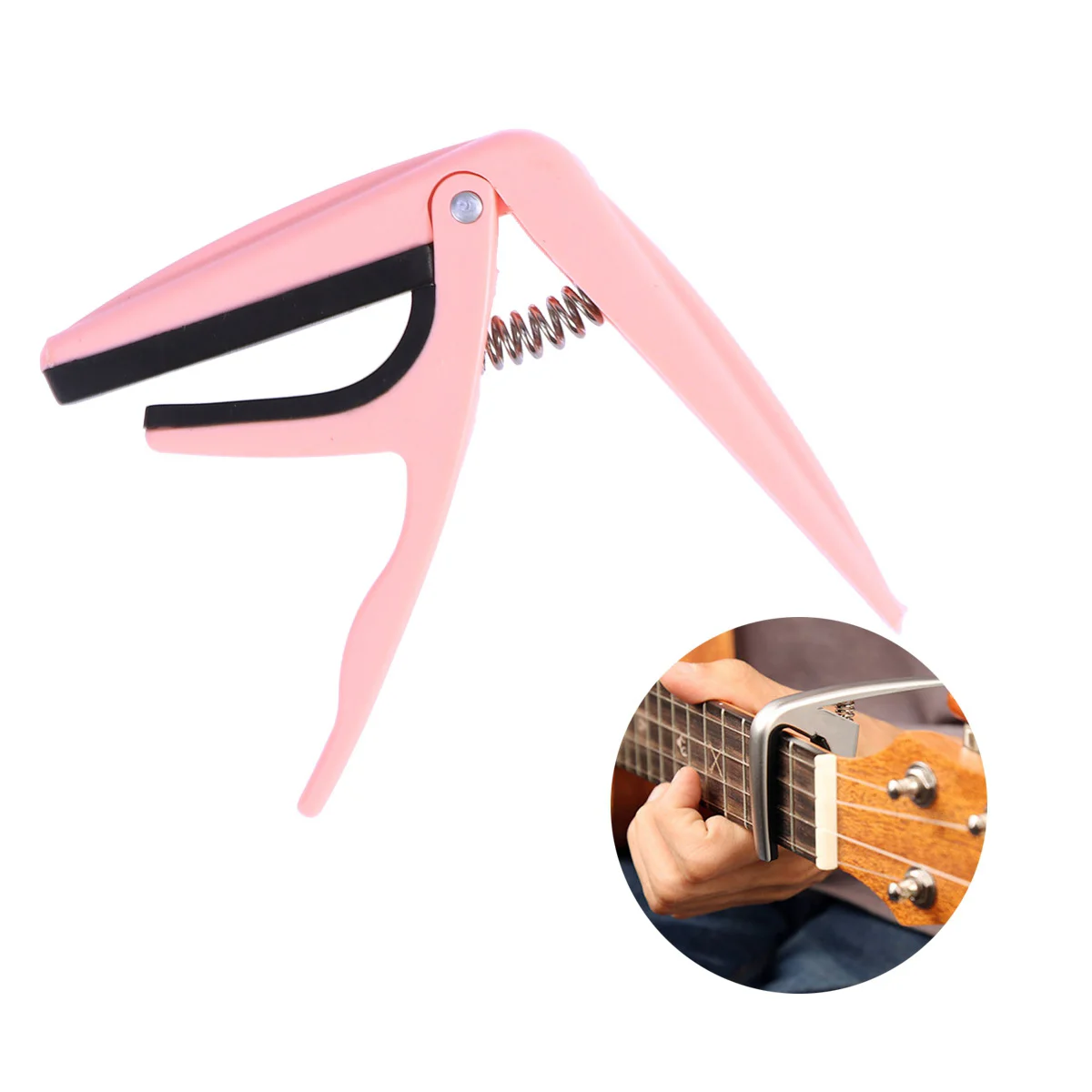 Professional Ukulele Capo Single-handed Ukelele Capo Zinc Alloy Ukulele Parts Accessories (Pink)