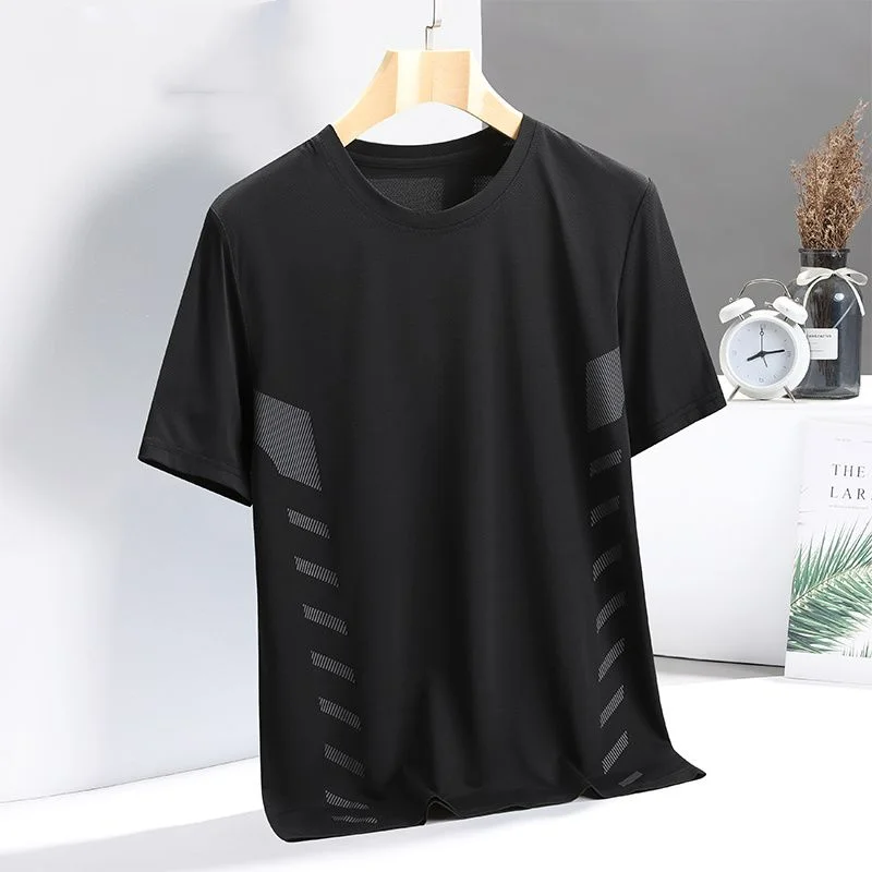 

Summer New Fashion Loose Casual Versatile Printed Round Neck Short Sleeved T-shirt Men Quick Drying Breathable Sports Thin Top
