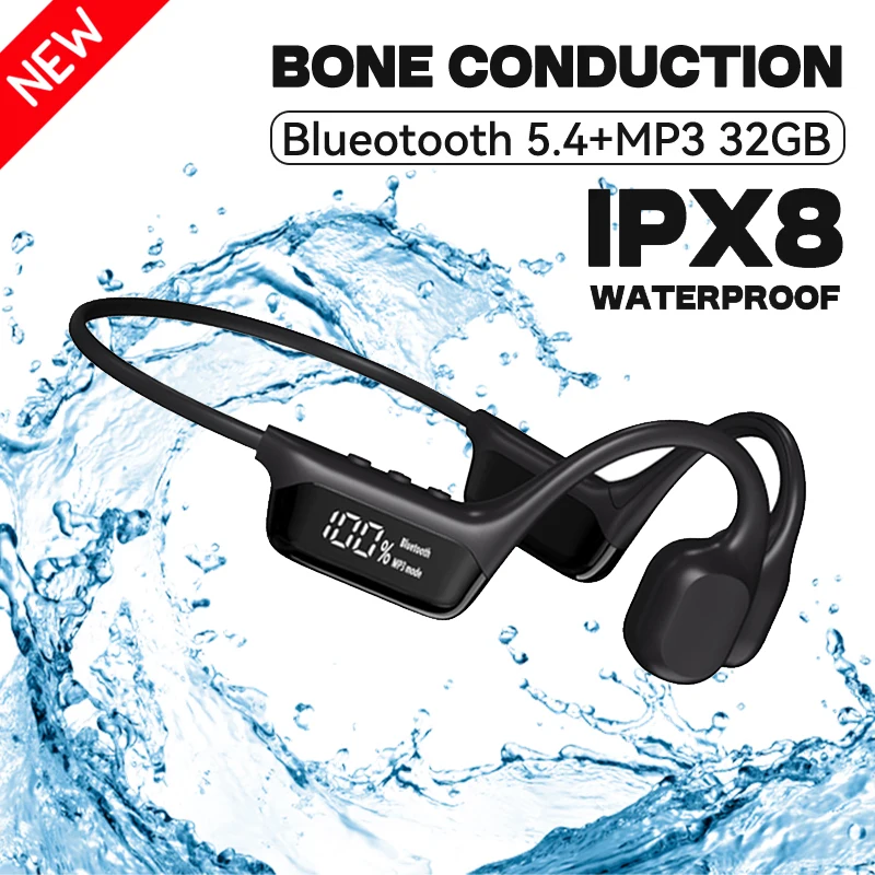 S10 Bluetooth 5.4 Echte beengeleidingshoofdtelefoon IPX8 Waterdicht DT5.0 MP3 Ingebouwd 32GB geheugen LED digitaal display om te zwemmen