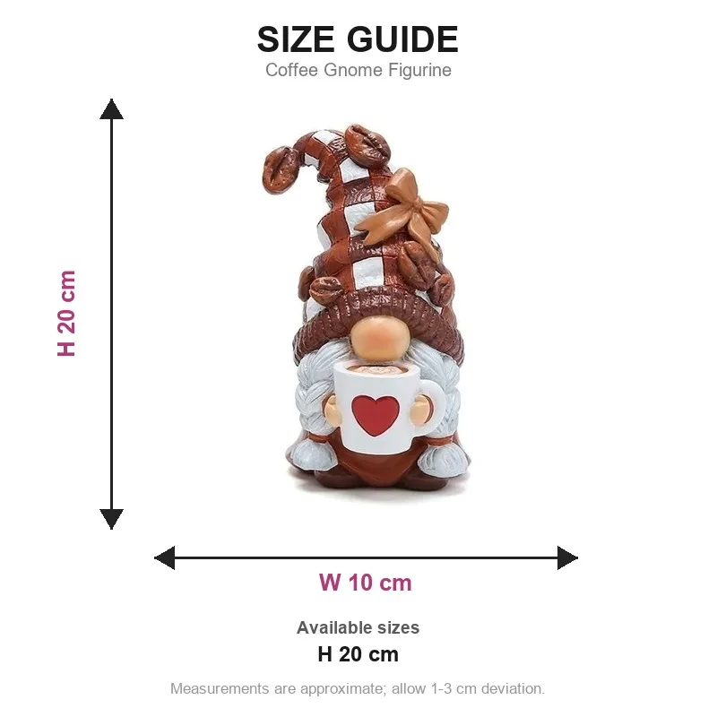 Coffee Gnome Figurine 20cm Resin Figurine Home Decor Ornament for Living Room Shelf Desk Tabletop Gift
