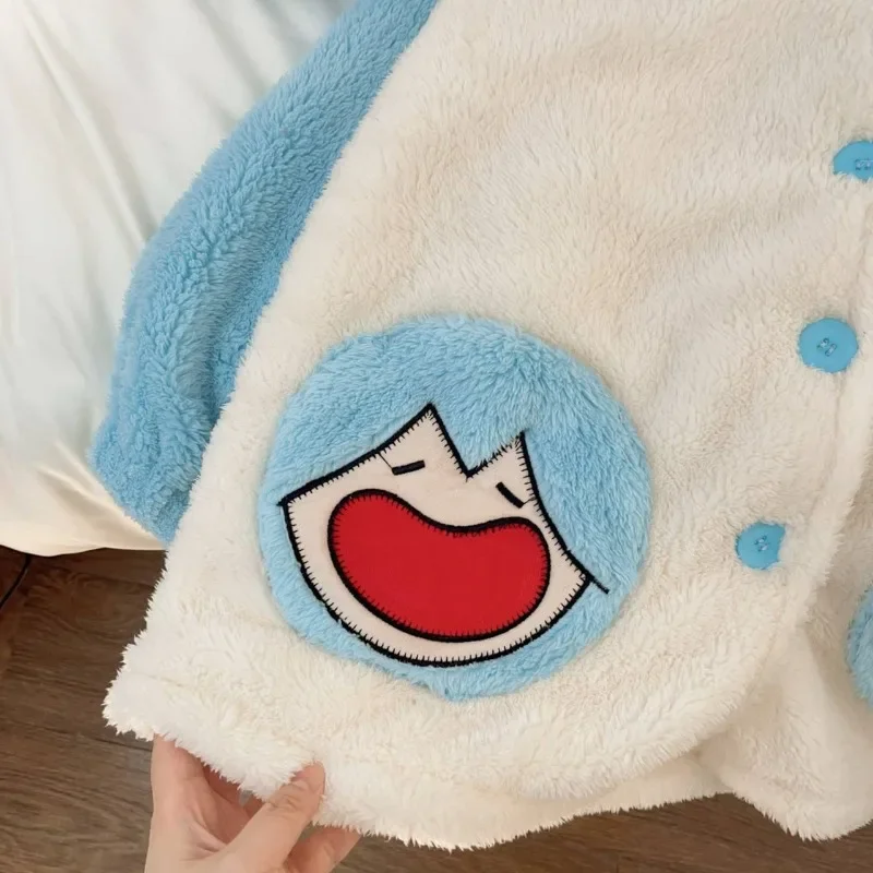 H atsune Mikuการ์ตูนแอนิเมชั่นอุปกรณ์ต่อพ่วงน่ารักปะการังกํามะหยี่แขนยาวคลุมด้วยผ้าชุดนอนฤดูหนาวหนาอบอุ่นออกนอกบ้านชุด