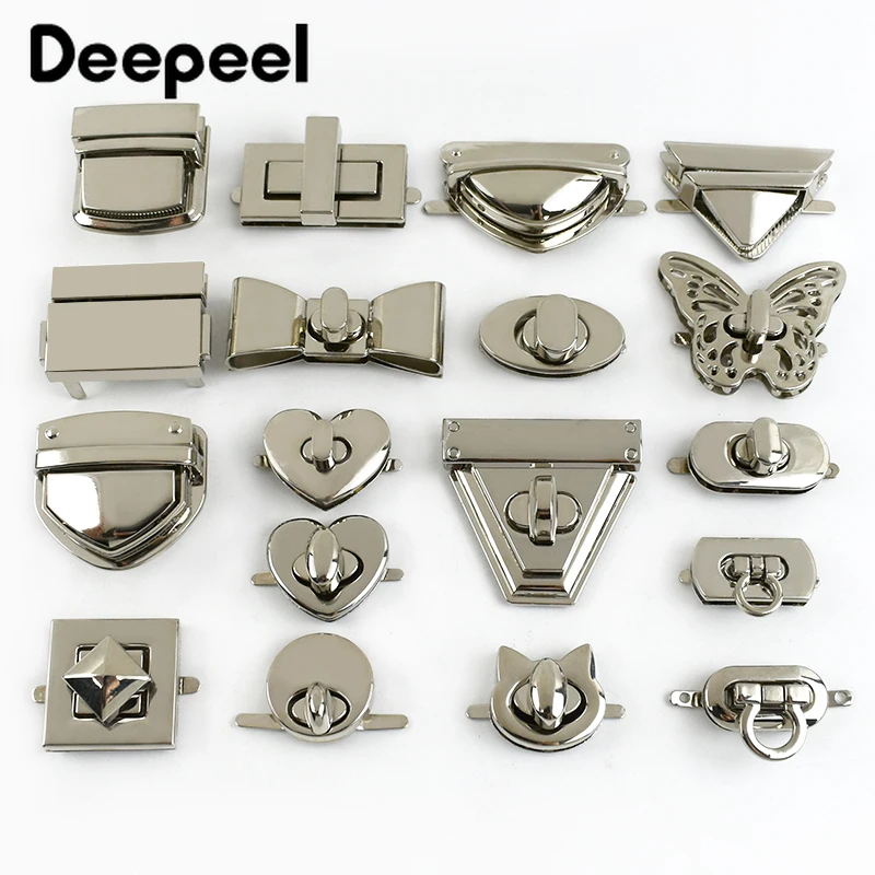 

2Pcs Deepeel Silver Metal Locks Buckle Bag Twist Turn Lock Clasps Handbag Purse Closure Clasp DIY Crafts Hardware Bags Accessory
