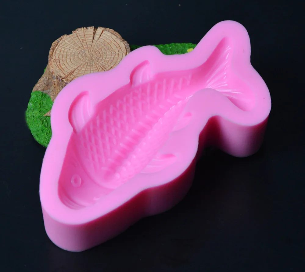 Silicone Fondant Cake Molds 3D Goldfish Carp Moulds Soap Mold Fish Chocolate Mould For Cake Decorations Aroma Stone Molds H726