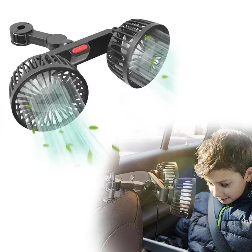 Summer Car Fan 3-speed Car Seat Back Cooling Fan USB Charge Dual Head Fan 360 Degree Rotation Neck Cooler for Car Accessori P5Z1