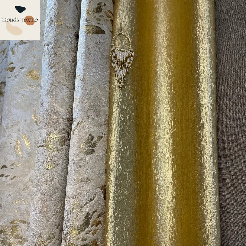 

Cream Curtains for Living Dining Room Bedroom Champagne Gold Silk Thread Jacquard High Precision Modern Light Luxury