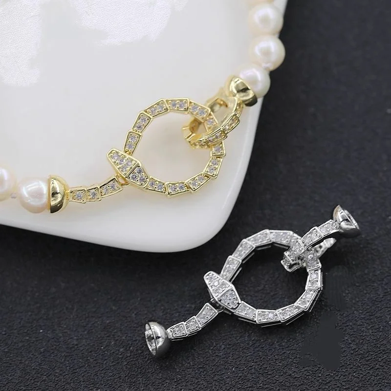 

1 Piece of Jewelry Pearl Necklace Buckle Bamboo Snake Bite Handmade Bracelet Sweater Chain Ending Buckle Diy Jewelry Accessories