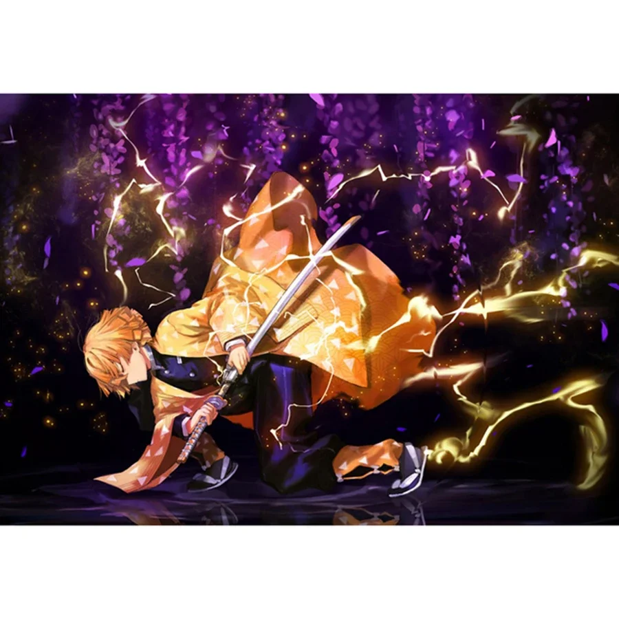 Diamentowe Malowanie 5D Demon Slayer Kimetsu No Yaiba Pełny Kwadratowy Wiertło Obrazy Haft Anime Rola Haft Krzyżykowy Dekoracja Ścienna