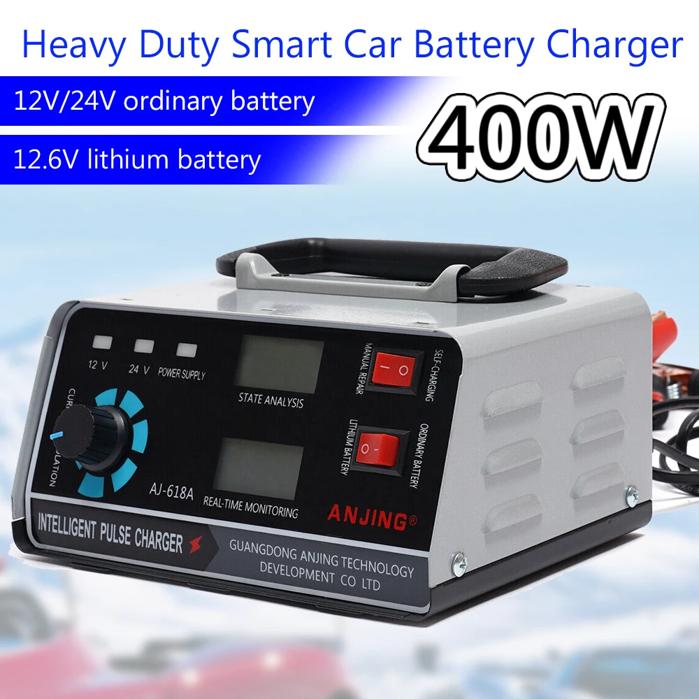 12/24V Smart Car Battery Charger Repair Trickle Heavy Duty Automatic Pulse Safety Battery Charger For Automobiles Motorcycles