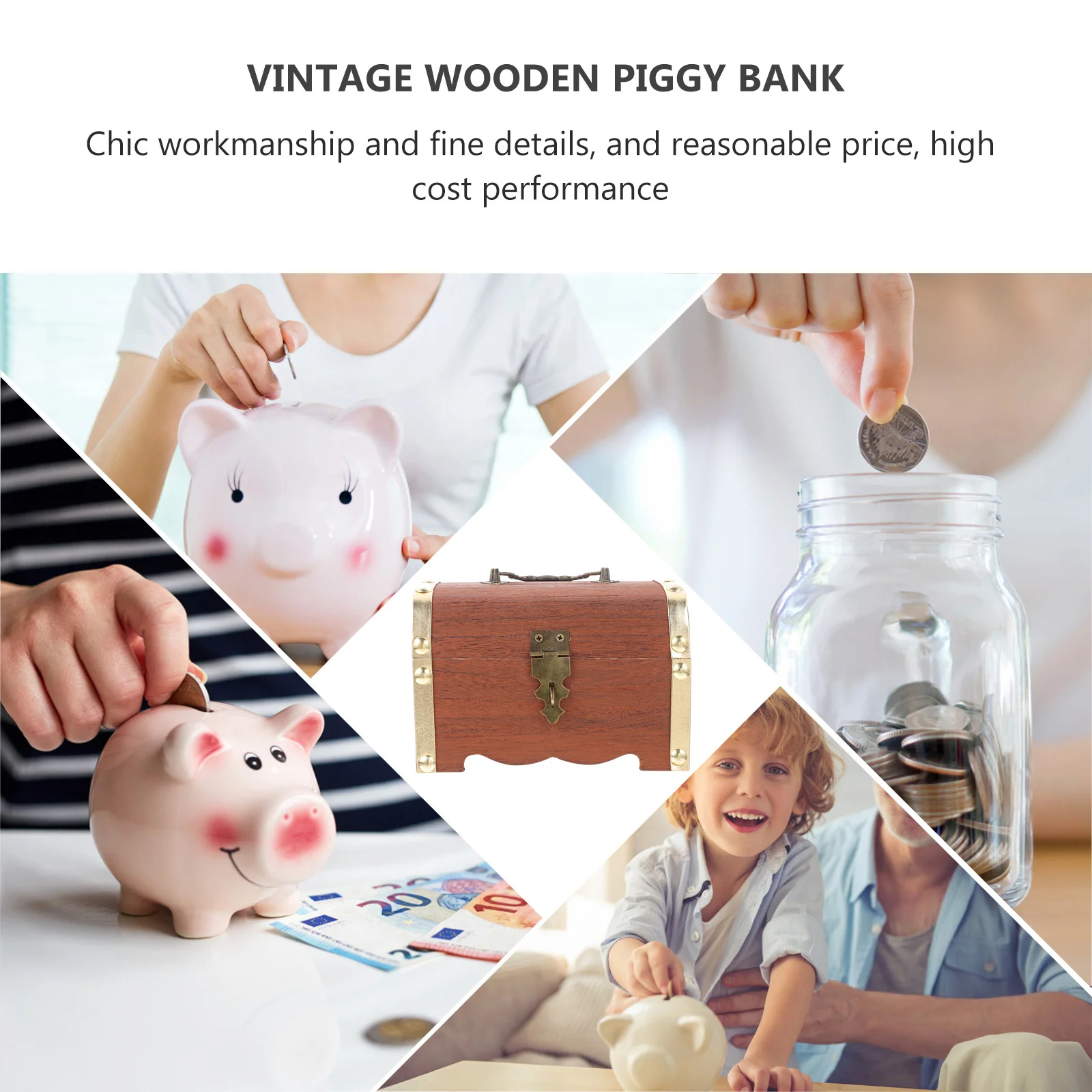 

Wooden Coin Box Vintage Style Storage Case For Money Saving Jewelry Organizer Home Decor Wood Money Bank