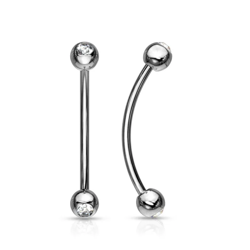 Imagem -04 - Aço Cirúrgico Gems Body Piercing Jóias Língua Olho de Serpente Barra Longa Piercing Curvo Sobrancelha Lotus 50 Pcs 16g 316