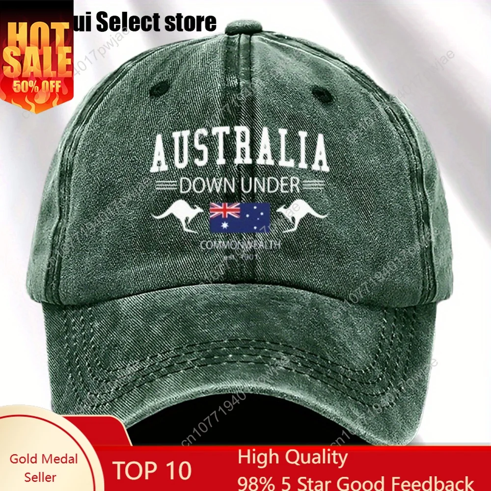 

1pc Australian Outback Baseball Cap - Lightweight Adjustable Dad Hat with Vintage wash, NON-Stretch Fit for Hiking, Fishing, Tra