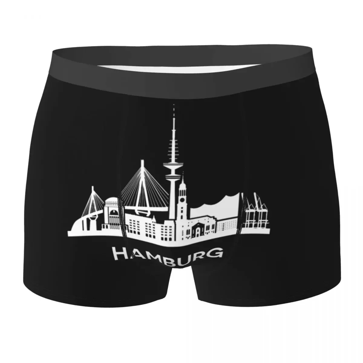 Boxer Underpants Shorts Hamburg City Skyline, Extended Version, White Panties Male Breathable Underwear for Homme Man Boyfriend