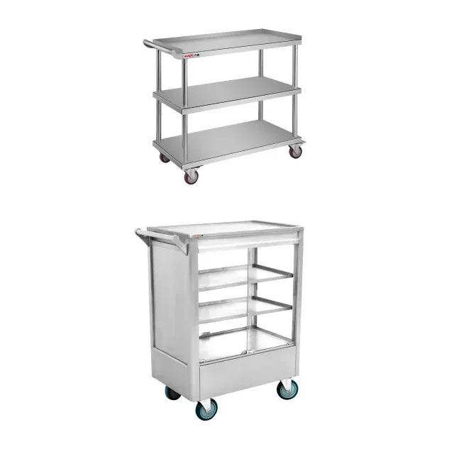 Factory Price Stainless Steel 201 Kitchen Food Service 3 Tiers Hotel Dining Trolley Stainless Steel Hand Cart for Dim Sum Trolly
