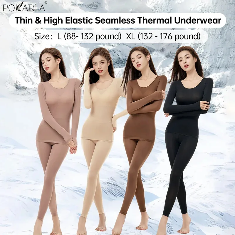

Women Seamless Warm Thermal Underwear High Elastic Sexy Intimates Long Johns Shaped Sets Autumn Winter Thermal Shaping Clothes