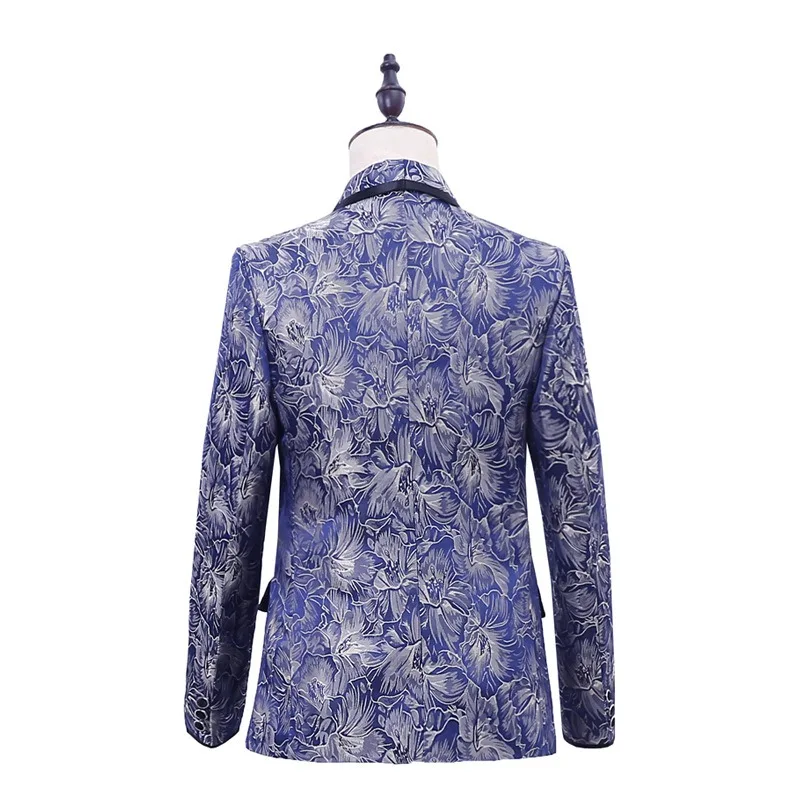 بدلة رجالية مكونة من قطعتين مطبوعة على الموضة، مقاسات آسيوية (سترة + ربطة عنق + بنطلون) اختيار مثالي لحفلات الزفاف والولائم #3