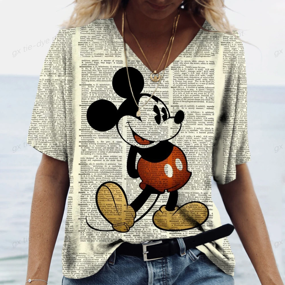 Fashion Women\'s T-shirt Mickey Mouse Print Female Short Sleeve Clothes Harajuku Tee Ladies T Shirt Oversized Top Tshirts Women