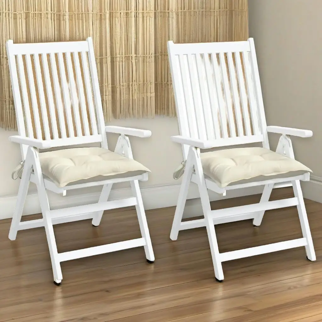 

Set of 2 Cream White Chair Cushions 15.7x15.7x2.8 in Durable Oxford Fabric