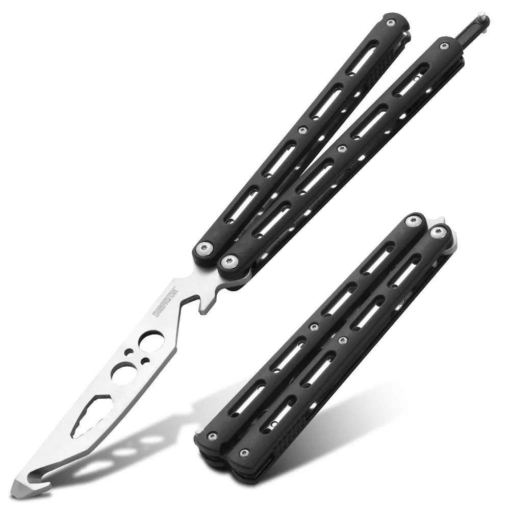 Anfänger-Balisong-Trainer, Schmetterlings-Übungsmesser, ungeschärft, sicheres Kammklingen-Umdrehspielzeug zum Erlernen von Tricks und Fähigkeiten – Detail 6