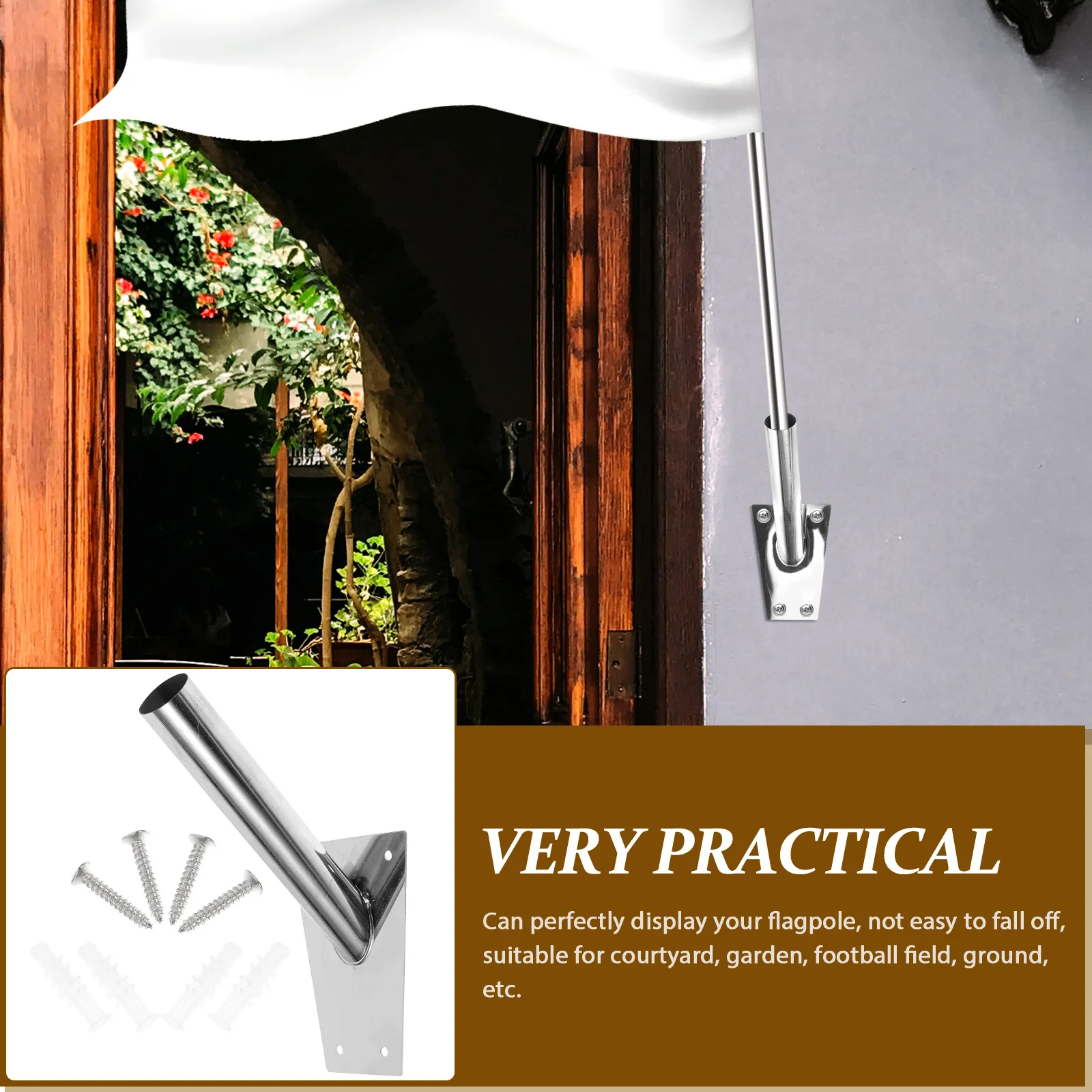 

1 set 1 Set Metal Flag Pole Bracket Adjustable Flagpole Mounting Base For Garden Outdoor Flag Display Holder Stand Portable Pole