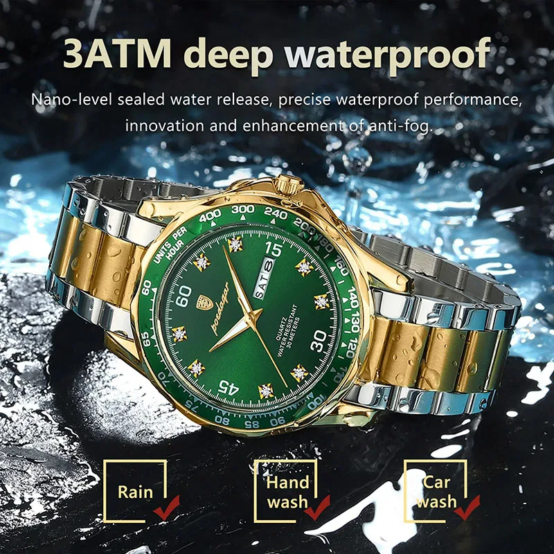 Top Brand Sport Men Quartz Wristwatches Luxury Stainless Steel Waterproof Business Gold Watch Man Trend Luminous Calendar Date