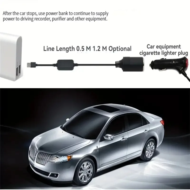 power bank with car cigarette lighter 1pc 5V 2A USB To 12V Cigarette Lighter Socket USB Male to Female Cigarette  Lighter Adapter Converter Car Electronics Accessories
