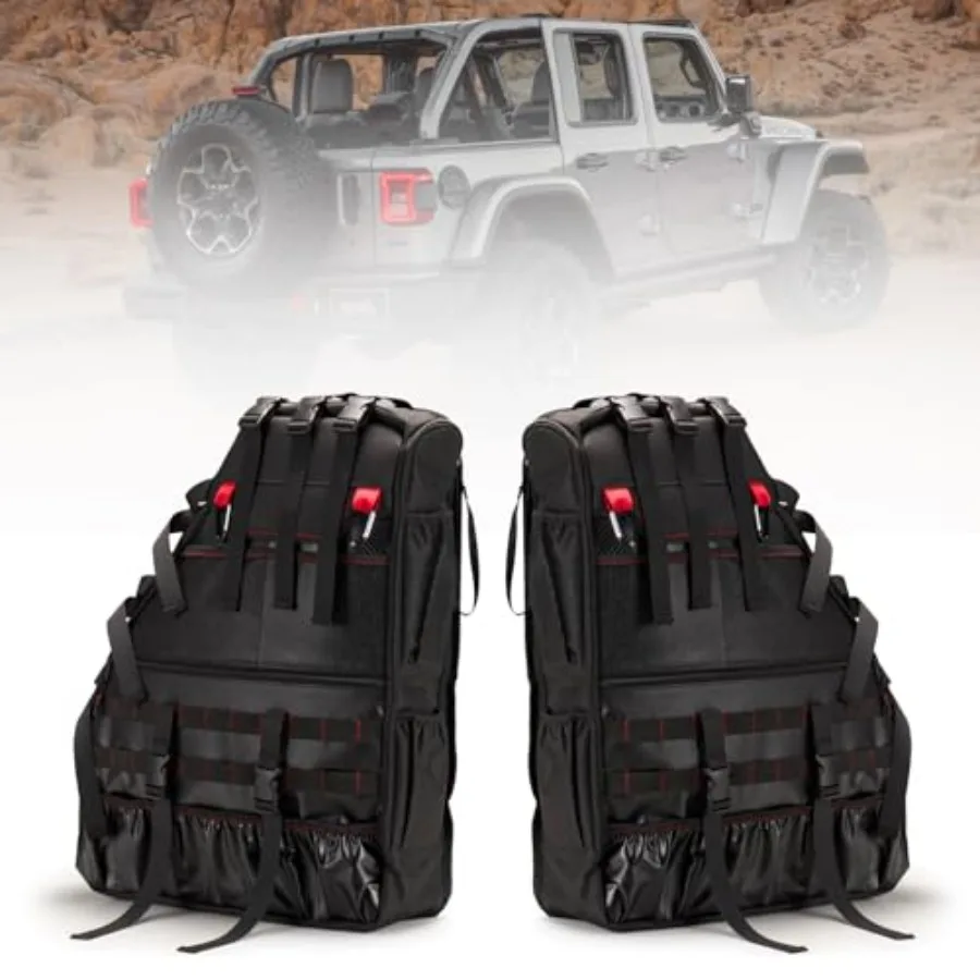 

Комплект из 2 сумок для хранения на дугу безопасности для Jeep Wrangler JK TJ LJ Unlimited JL 1997-2023 годов, 4-дверный, с множеством карманов, для перевозки грузов, органайзер для инструментов