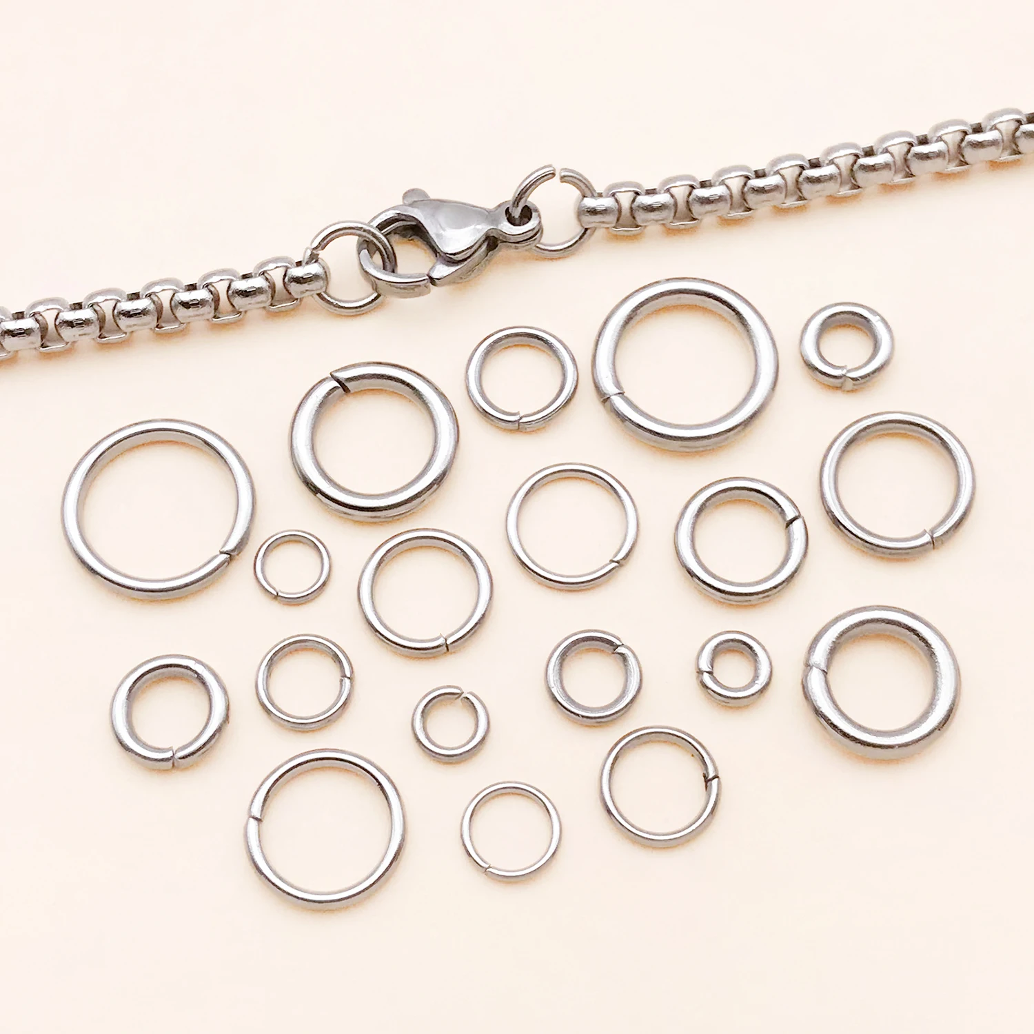 50 Stück 4-10mm Edelstahl Spaltringe Offene Einzelschlaufen Verbindungsringe für DIY Schmuckherstellung Armband Zubehör – Detail 9