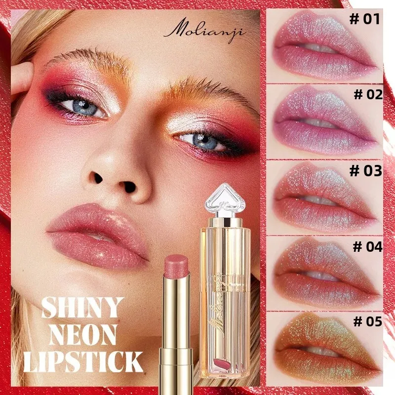 5-Farben-Glitzer, farbwechselndes Lippenstift-Set, langlebig, Antihaft-Becher, feuchtigkeitsspendend, Reparatur, einfach zu färben, erhellt die Haut für den Alltag