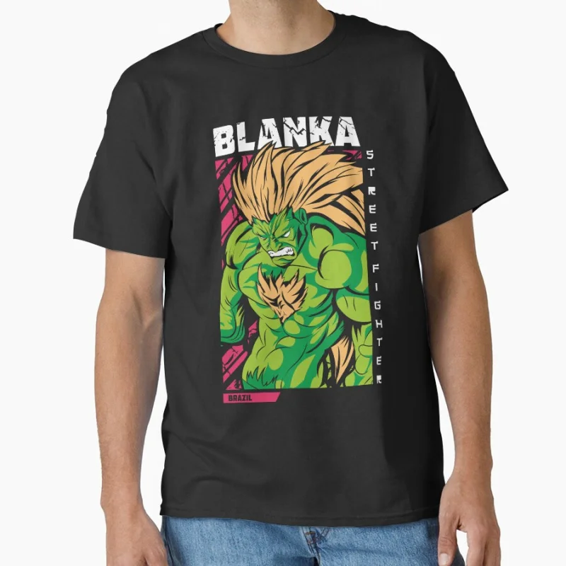 

Blanka 80s Combat Game Classic Cartoon Arcade video game Street Fighter Gift t shirt Large size tops Anime Graphic Print Clothes