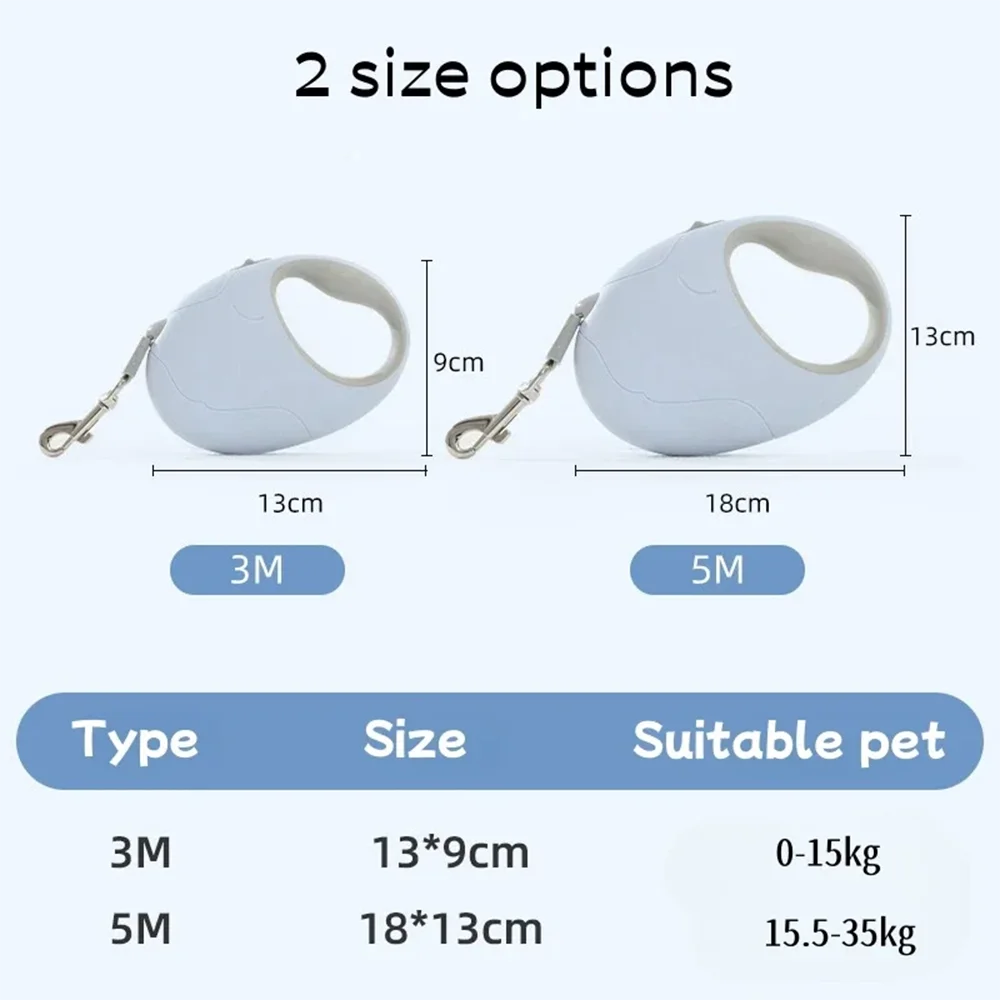 3M/5M Durable Dog Leash Nylon Cat Lead Extension Automatic Retractable Puppy Walking Running Lead  Extending Dog Leash Rope