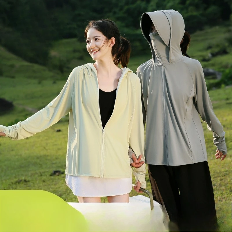 Outdoor Sunscreen Clothing for Women's Summer UV Protection New Ice Silk Loose Breathable Thin Sunscreen Clothing