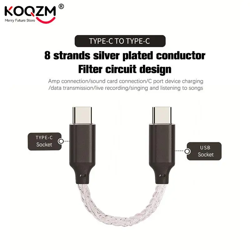 Android OTG Adapter Cable USB Type C To Type C DAC Hifi Adapter Earphone Amplifie Digital Decoder AUX Audio Cable Converter