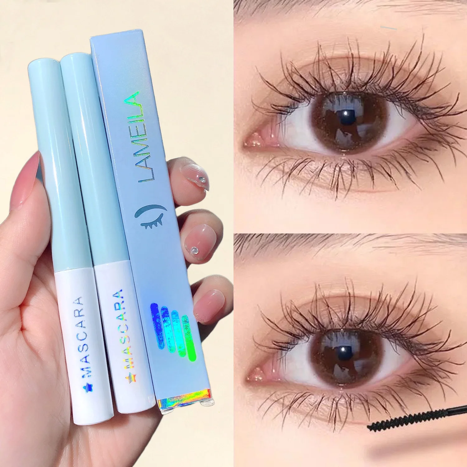 Black Head Mascara Ultra-fine Small Brush Lengthening 3D Lash Eyelash Extension Eye Lashes Long-wearing Black Color Mascara