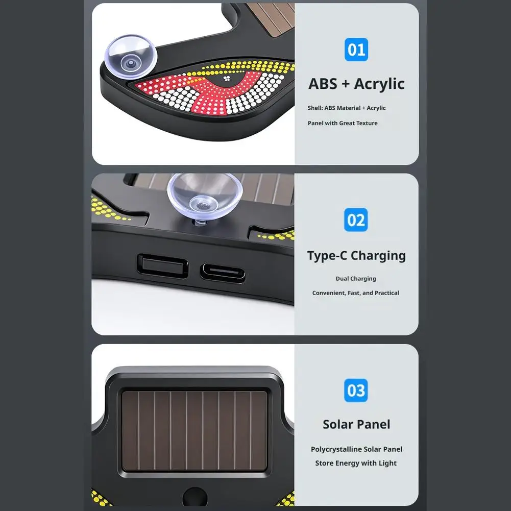 Coole DEMON EYE Ambientebeleuchtung Solar Teufelsauge Leuchtschild für Windschutzscheibe Atmende Neonlichter Auto-Dekoration – Detail 21