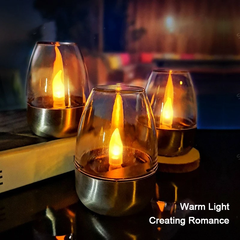 LED Solar Light Waterproof Candles Flameless Outdoor Solar Tea Lights Rechargeable Candles for Party Garden Home Decor